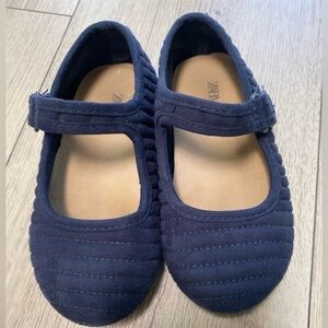Zara Girls Navy Quilted Mary Jane Shoes